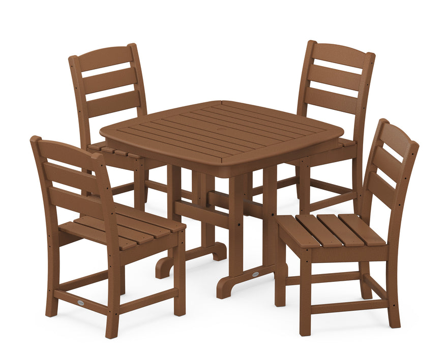 POLYWOOD Lakeside 5-Piece Side Chair Dining Set in Teak