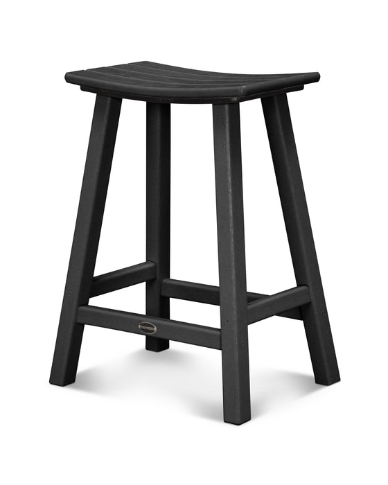 POLYWOOD Traditional 24" Saddle Counter Stool in Black
