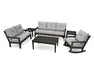 POLYWOOD Vineyard 6-Piece Deep Seating Set in Mahogany with Spiced Burlap fabric