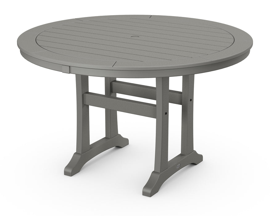 POLYWOOD Nautical Trestle 48" Round Dining Table in Slate Grey