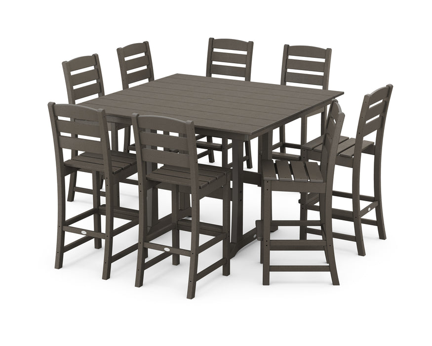 POLYWOOD Lakeside 9-Piece Bar Side Chair Set in Vintage Coffee