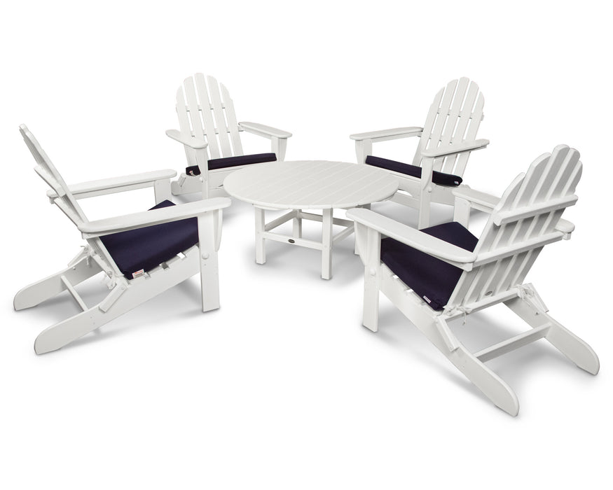 POLYWOOD Classic Adirondack 5-Piece Conversation Group with Seat Cushion in