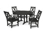 POLYWOOD Braxton 5-Piece Nautical Trestle Arm Chair Dining Set in Black