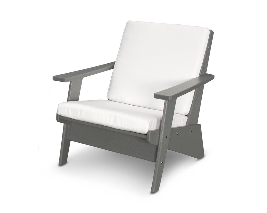 POLYWOOD Riviera Modern Lounge Chair in Black with Bird's Eye fabric