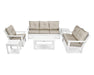 POLYWOOD Vineyard 6-Piece Deep Seating Set in White with Marine Indigo fabric