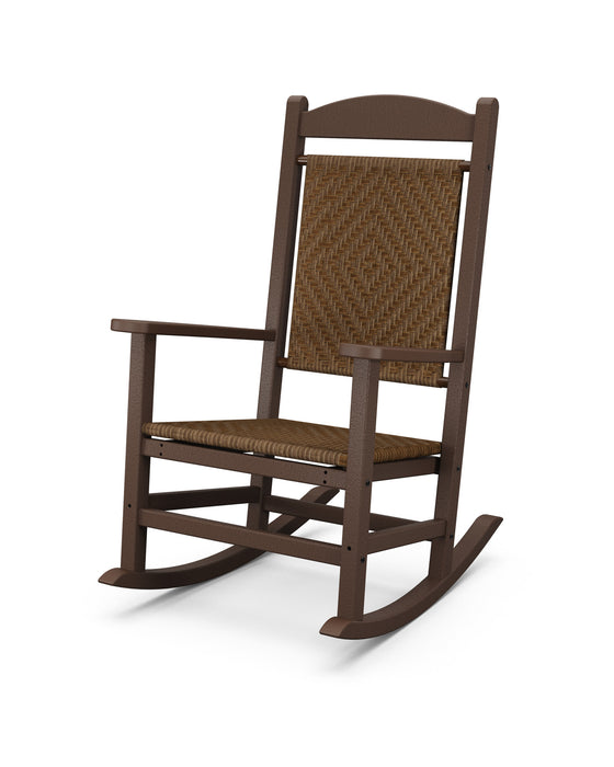 POLYWOOD Presidential Woven Rocking Chair in Mahogany / Tigerwood