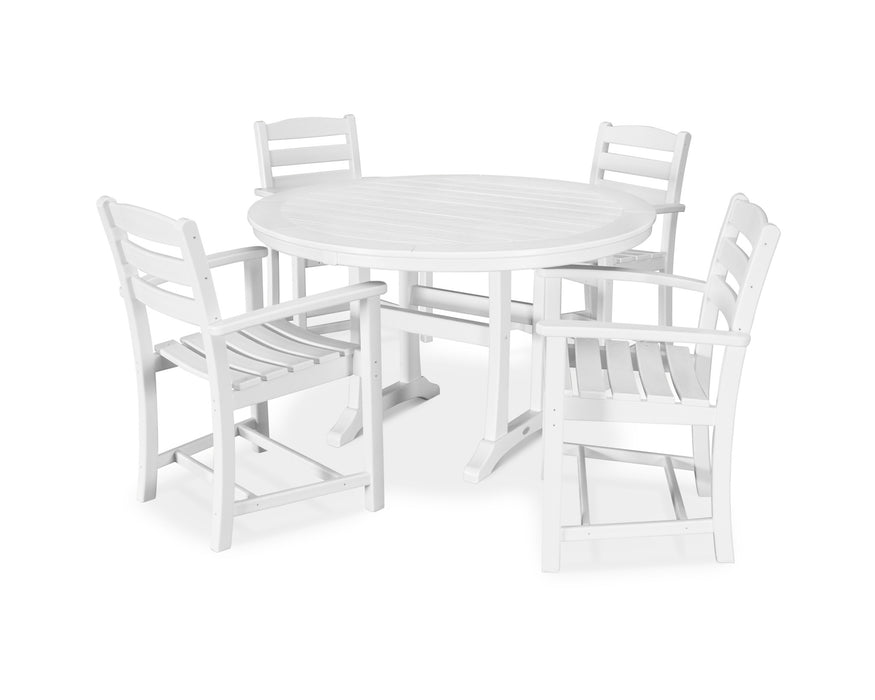 POLYWOOD 5 Piece La Casa Arm Chair Dining Set in White