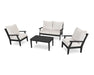 POLYWOOD Braxton 4-Piece Deep Seating Chair Set in Sand with Ash Charcoal fabric