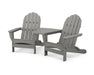 POLYWOOD Classic Oversized Adirondacks with Connecting Table in Slate Grey