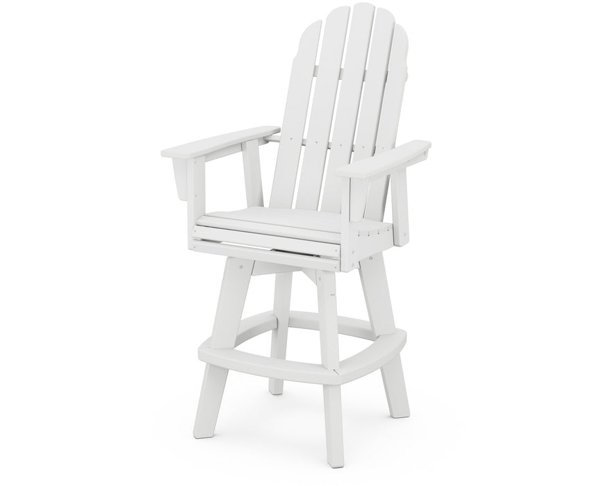 POLYWOOD Vineyard Curveback Adirondack Swivel Bar Chair in White