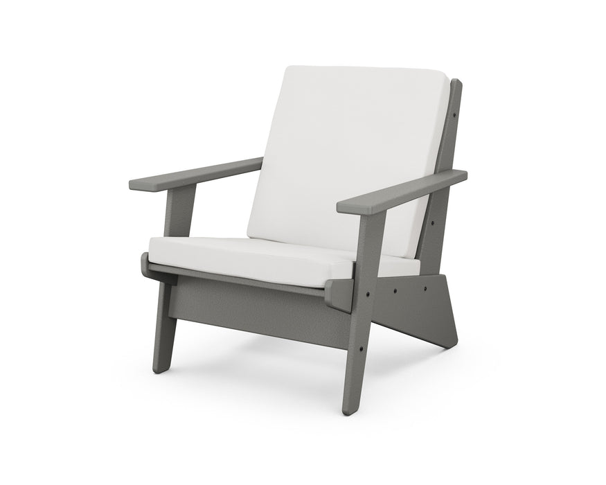 POLYWOOD Riviera Modern Lounge Chair in Slate Grey with Natural Linen fabric