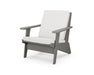 POLYWOOD Riviera Modern Lounge Chair in Slate Grey with Natural Linen fabric