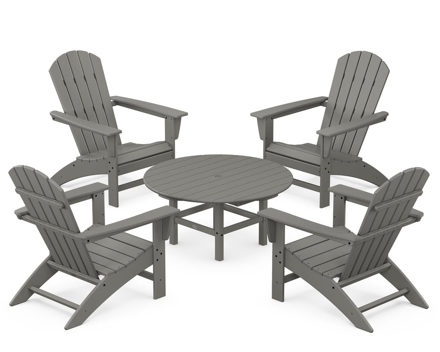 POLYWOOD Nautical 5-Piece Adirondack Chair Conversation Set in Slate Grey