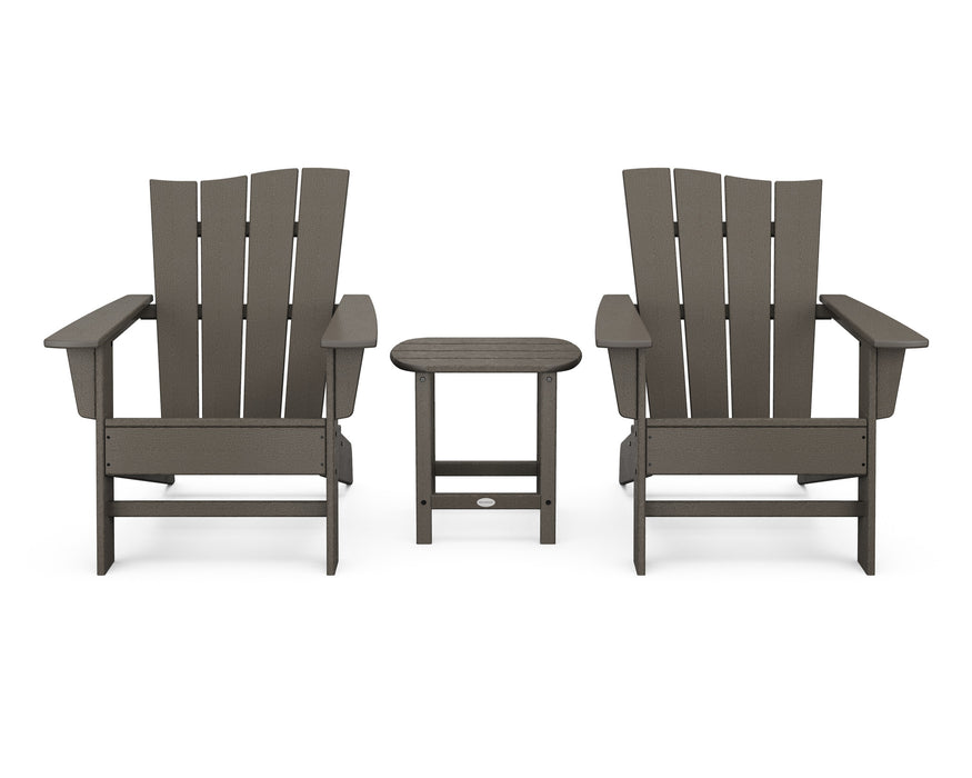 POLYWOOD Wave 3-Piece Adirondack Chair Set in Vintage Coffee