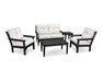POLYWOOD Vineyard 5-Piece Deep Seating Set in Sand with Ash Charcoal fabric