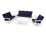 POLYWOOD Vineyard 6-Piece Deep Seating Set in Slate Grey with Natural Linen fabric