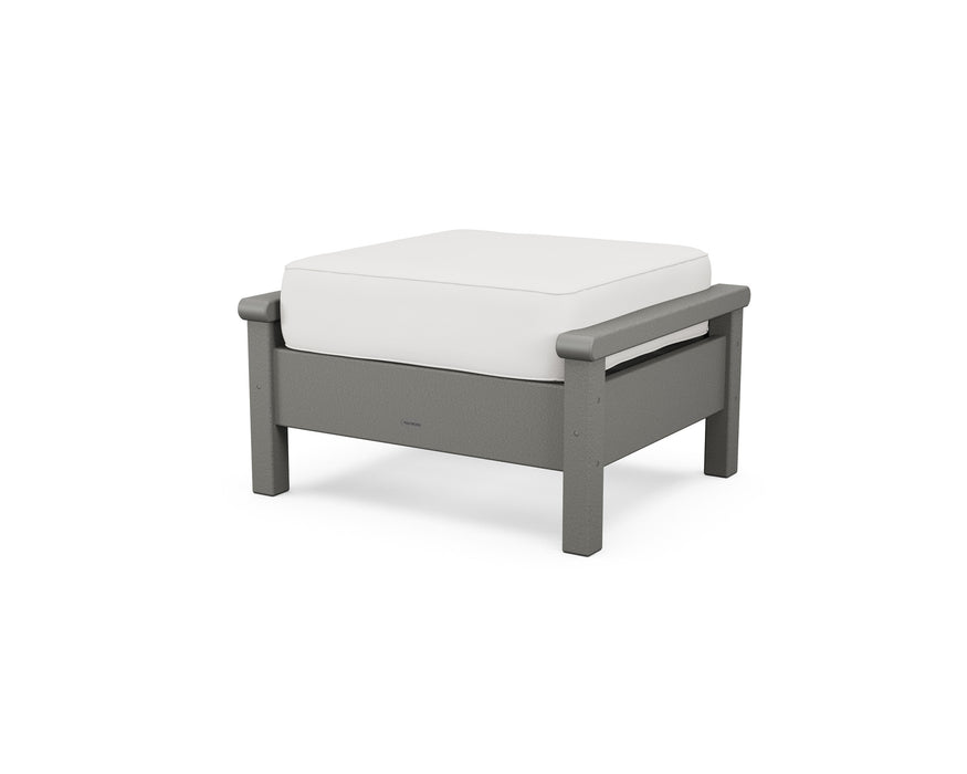 POLYWOOD Harbour Deep Seating Ottoman in Sand with Ash Charcoal fabric