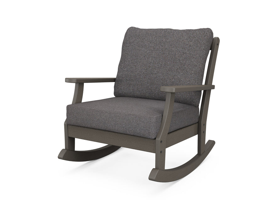 POLYWOOD Braxton Deep Seating Rocking Chair in Black with Grey Mist fabric