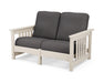 POLYWOOD Mission Settee in Sand with Ash Charcoal fabric