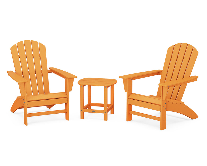 POLYWOOD Nautical 3-Piece Adirondack Set with South Beach 18" Side Table in Vintage Sahara