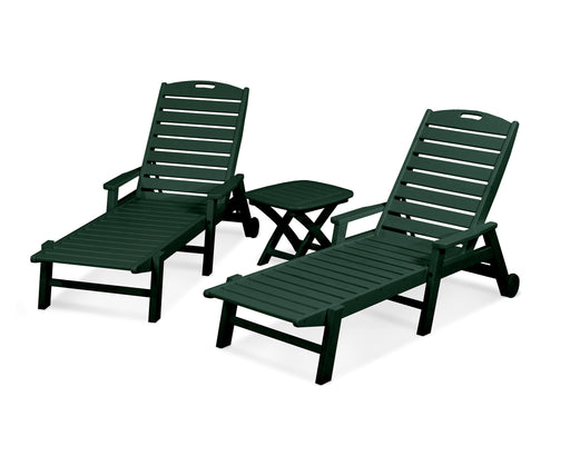POLYWOOD Nautical 3-Piece Chaise Set in Green