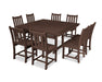 POLYWOOD Traditional Garden 9-Piece Nautical Trestle Dining Set in Mahogany