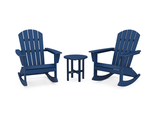 POLYWOOD Nautical 3-Piece Adirondack Rocking Chair Set in Navy