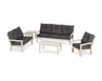 POLYWOOD Vineyard 5 Piece Deep Seating Set in Slate Grey with Natural Linen fabric