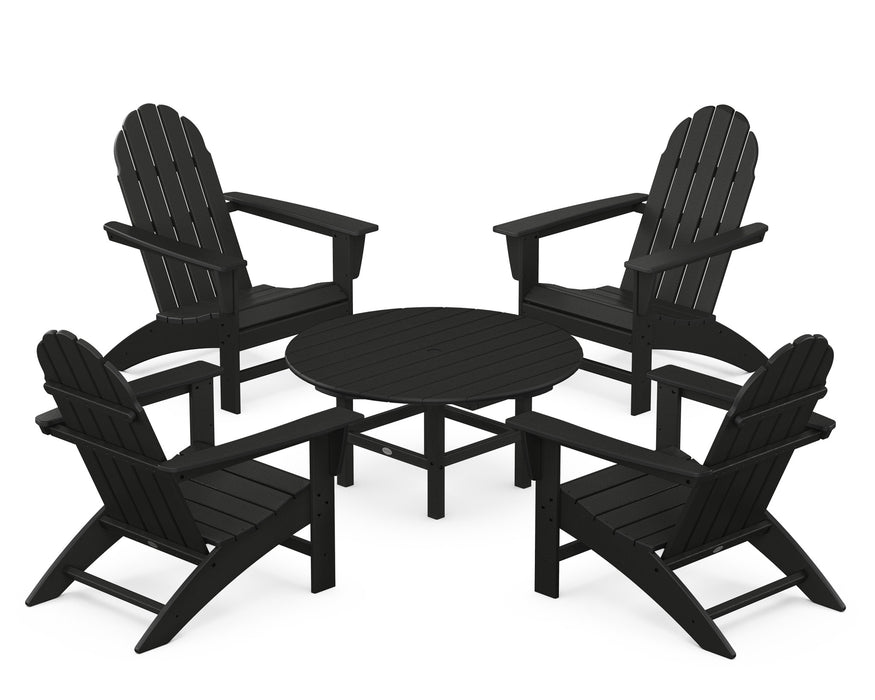 POLYWOOD Vineyard 5-Piece Adirondack Chair Conversation Set in Black