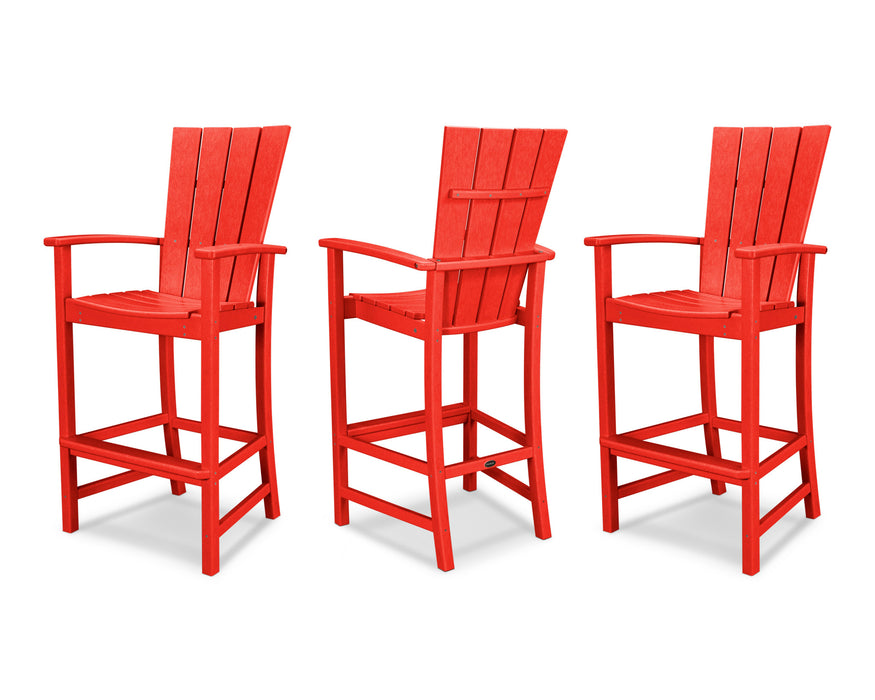 POLYWOOD Quattro 3-Piece Bar Set in Sunset Red