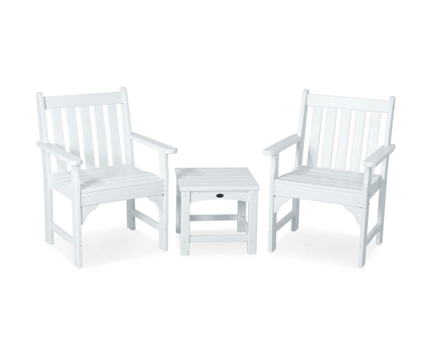POLYWOOD Vineyard 3-Piece Garden Chair Set in White