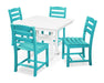 POLYWOOD La Casa Café 5-Piece Farmhouse Trestle Side Chair Dining Set in Aruba / White