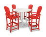 POLYWOOD Palm Coast 5-Piece Bar Set in Sunset Red / White