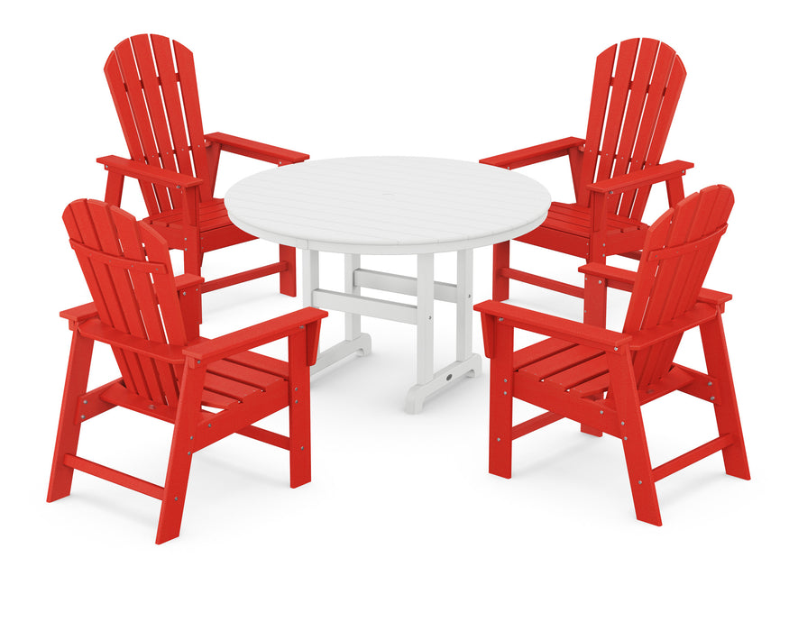 POLYWOOD South Beach 5-Piece Dining Set in Sunset Red / White