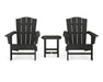 POLYWOOD Wave 3-Piece Adirondack Chair Set with The Crest Chairs in Black