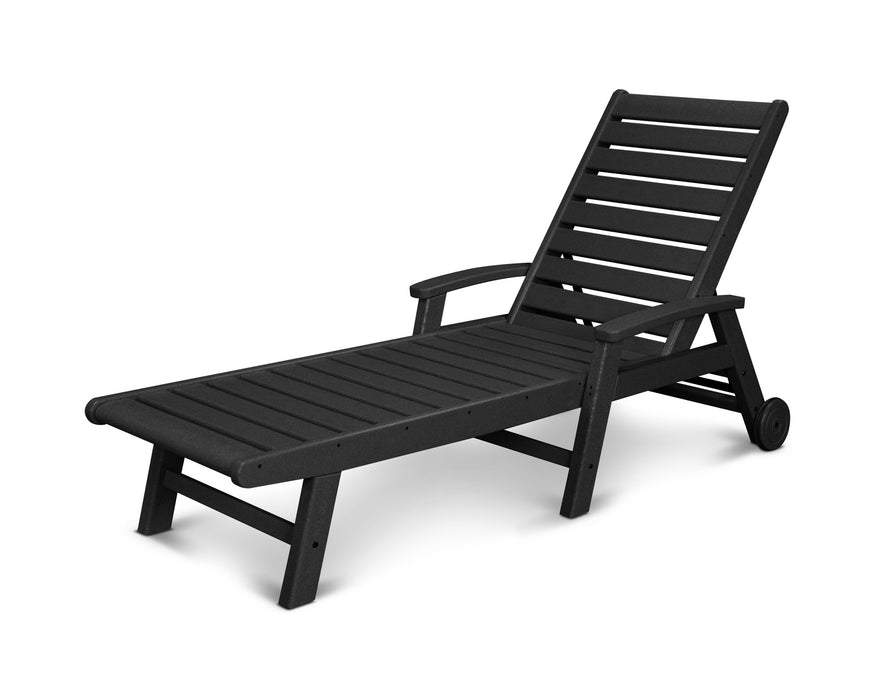 POLYWOOD Signature Chaise with Wheels in Black