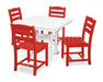 POLYWOOD La Casa Café 5-Piece Farmhouse Trestle Side Chair Dining Set in Sunset Red / White