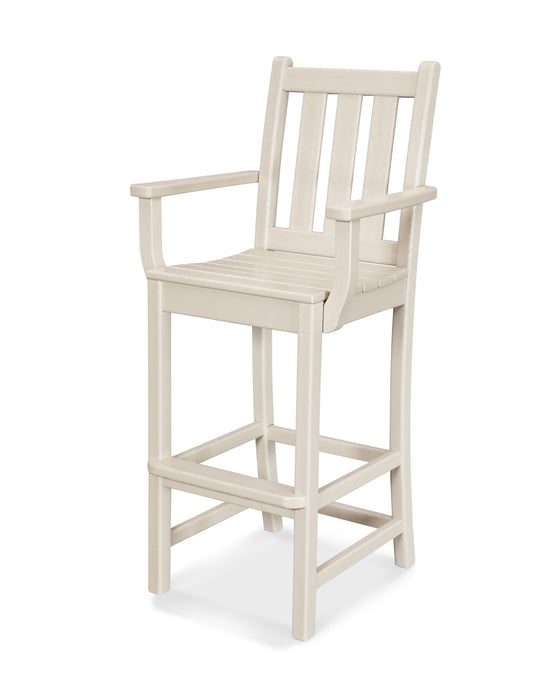 POLYWOOD Traditional Garden Bar Arm Chair in Sand