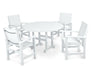 POLYWOOD Coastal 5-Piece Dining Set in White with White fabric