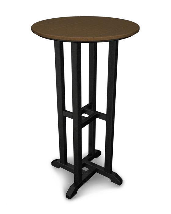POLYWOOD Contempo 24" Round Bar Table in Black / Teak