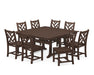POLYWOOD Chippendale 9-Piece Farmhouse Trestle Dining Set in Mahogany