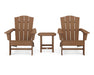 POLYWOOD Wave 3-Piece Adirondack Chair Set with The Crest Chairs in Teak