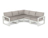 POLYWOOD EDGE 5-Piece Modular Deep Seating Set in Vintage White with Weathered Tweed fabric