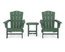 POLYWOOD Wave 3-Piece Adirondack Chair Set with The Crest Chairs in Green