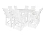 POLYWOOD Modern Curveback Adirondack 9-Piece Farmhouse Trestle Bar Set in Vintage White