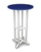 POLYWOOD Contempo 24" Round Bar Table in White / Pacific Blue