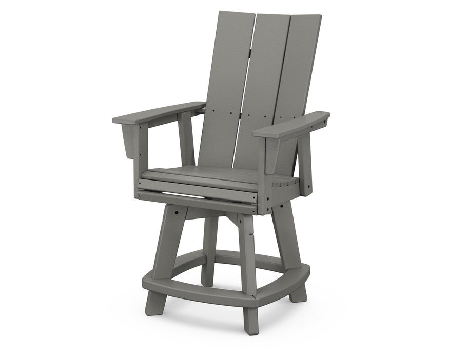 POLYWOOD Modern Curveback Adirondack Swivel Counter Chair in Slate Grey