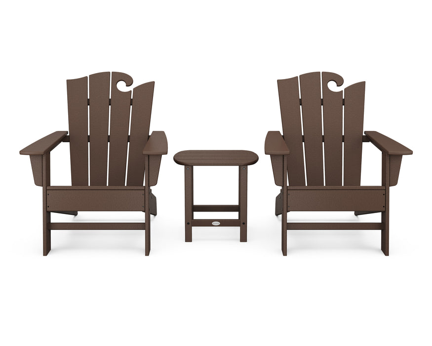 POLYWOOD Wave 3-Piece Adirondack Set with The Ocean Chair in Mahogany