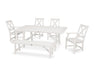 POLYWOOD Braxton 6-Piece Rustic Farmhouse Arm Chair Dining Set with Bench in Vintage White