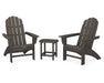 POLYWOOD Vineyard 3-Piece Curveback Adirondack Set with South Beach 18" Side Table in Vintage Coffee
